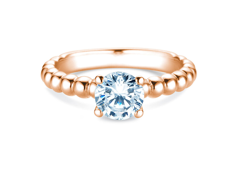 Solitärring Classic Beads in 14K Roségold mit Diamant 2,50ct G/SI