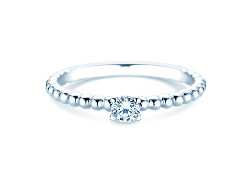 Solitärring Classic Beads in Platin 950/-