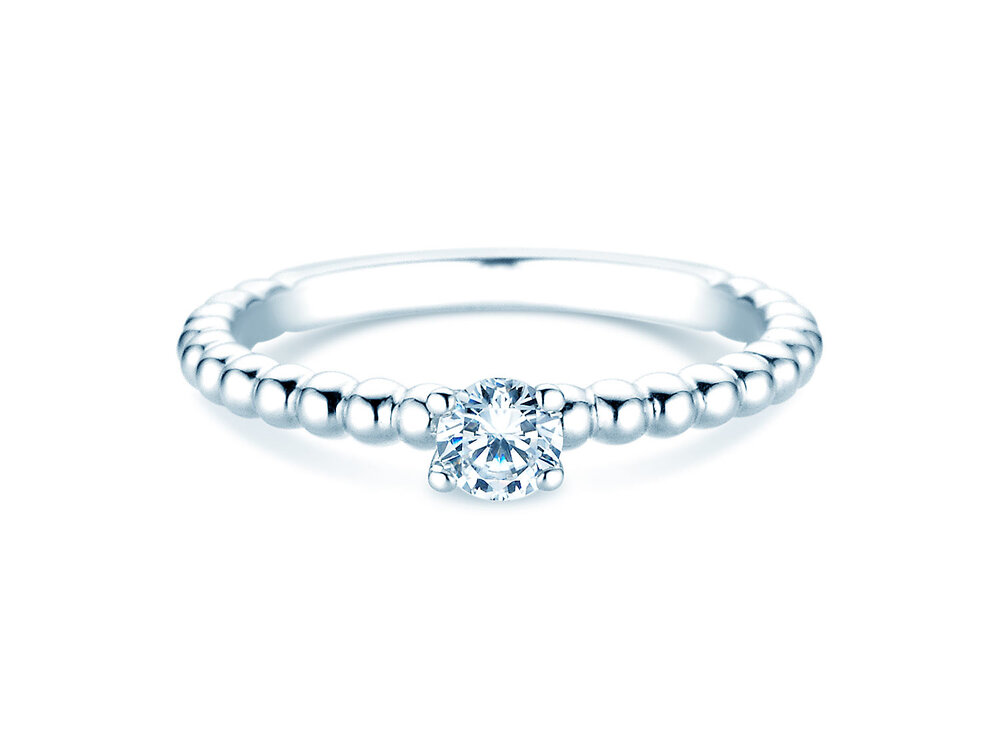 Solitärring Classic Beads in Platin 950/- mit Labordiamant 0,25ct E/VS