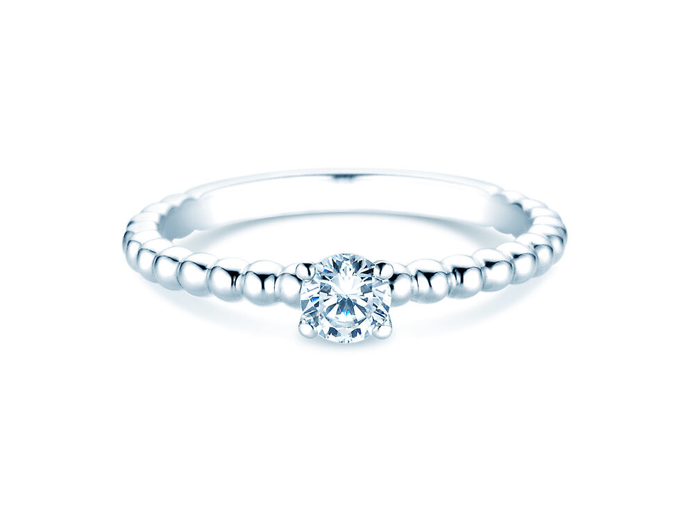 Solitärring Classic Beads in Platin 950/- mit Diamant 0,30ct G/SI