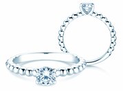 Solitärring Classic Beads in 9K Weißgold mit Diamant 0,50ct