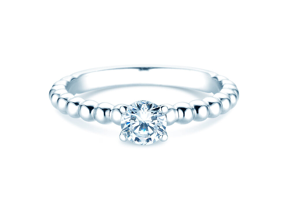 Solitärring Classic Beads in Platin 950/- mit Labordiamant 0,50ct E/VS