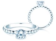 Solitärring Classic Beads in 9K Weißgold mit Diamant 0,75ct