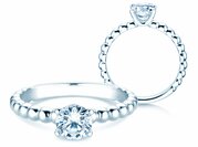 Solitärring Classic Beads in 9K Weißgold mit Diamant 0,75ct