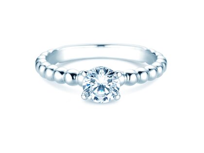 Solitärring Classic Beads in 9K Weißgold mit Diamant 0,75ct
