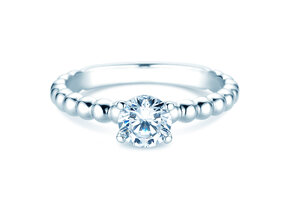 Solitärring Classic Beads in 9K Weißgold mit Diamant 0,75ct