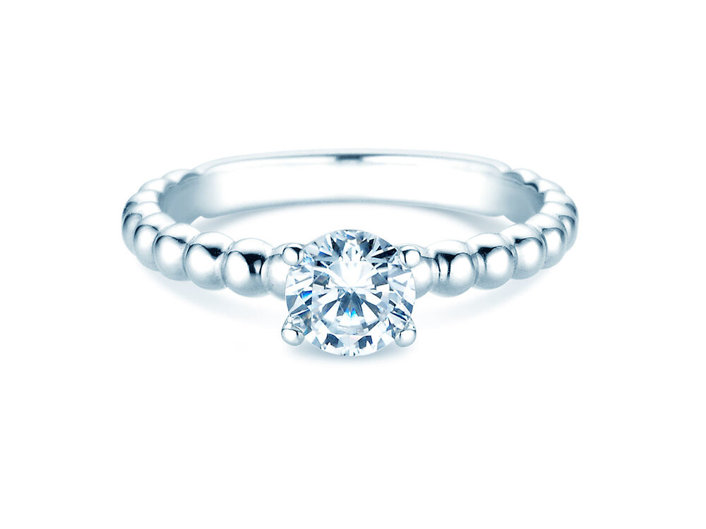 Solitärring Classic Beads in Platin 950/- mit Diamant 0,75ct G/SI