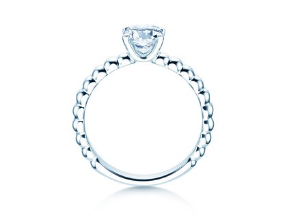Solitärring Classic Beads in 9K Weißgold mit Diamant 0,75ct