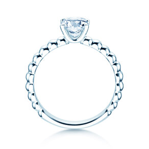 Solitärring Classic Beads in 9K Weißgold mit Diamant 0,75ct