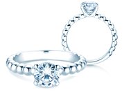 Solitärring Classic Beads in 9K Weißgold mit Diamant 1,00ct