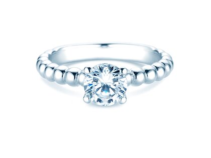 Solitärring Classic Beads in 9K Weißgold mit Diamant 1,00ct