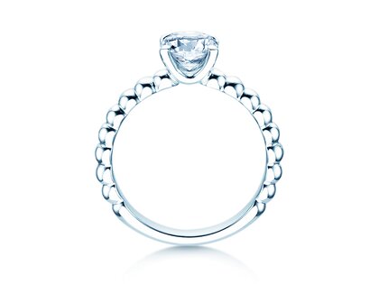 Solitärring Classic Beads in 9K Weißgold mit Diamant 1,00ct