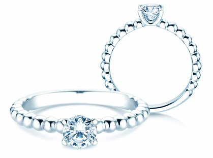 Verlobungsring Classic Beads in 14K Weißgold mit Diamant 0,50ct