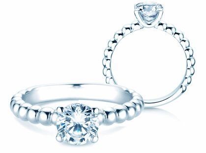Verlobungsring Classic Beads in 14K Weißgold mit Diamant 1,00ct