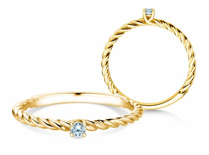 Solitärring Classic Loop in 14K Gelbgold mit Diamant 0,05ct G/SI