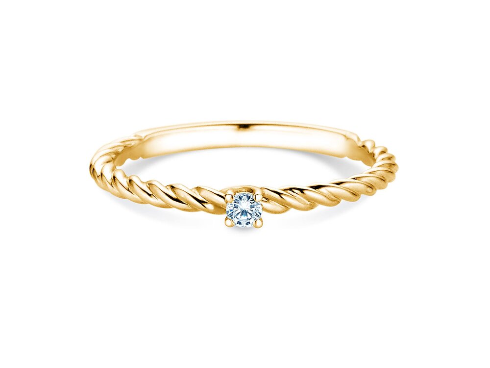 Solitärring Classic Loop in 18K Gelbgold mit Diamant 0,05ct G/SI