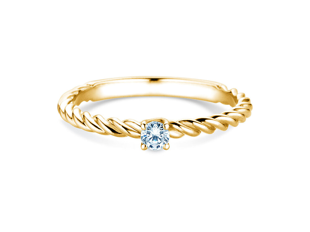 Solitärring Classic Loop in 9K Gelbgold mit Diamant 0,10ct G/SI