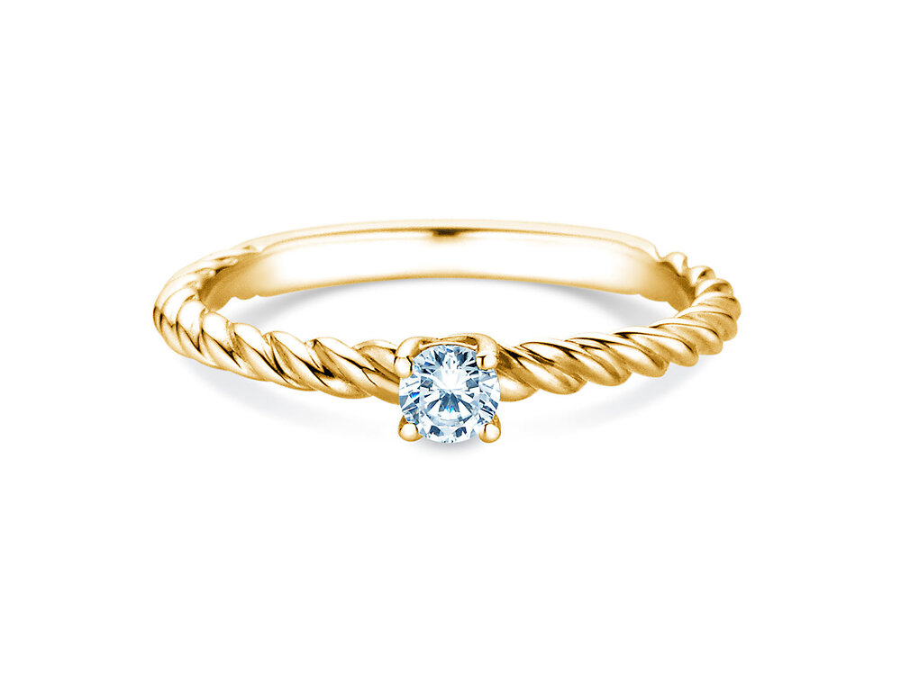 Solitärring Classic Loop in 9K Gelbgold mit Labordiamant 0,15ct D/IF