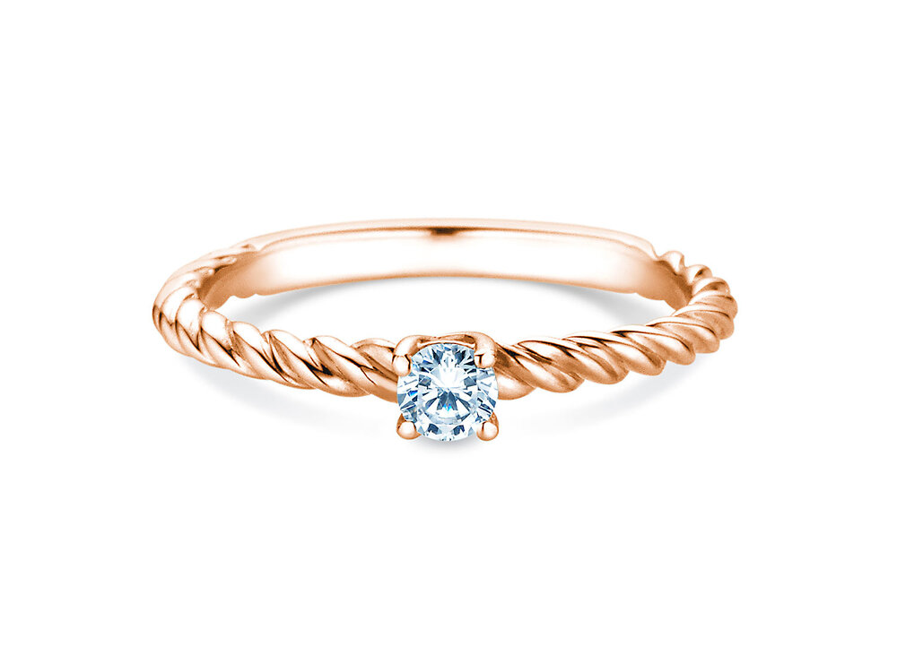 Solitärring Classic Loop in 14K Roségold mit Diamant 0,15ct G/SI