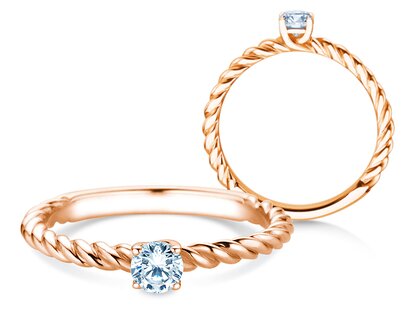 Solitärring Classic Loop in 9K Roségold mit Diamant 0,25ct