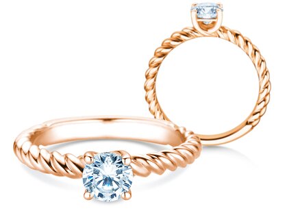 Solitärring Classic Loop in 9K Roségold mit Diamant 0,75ct