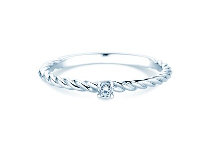 Solitärring Classic Loop in Silber 925/- mit Diamant 0,05ct H/SI