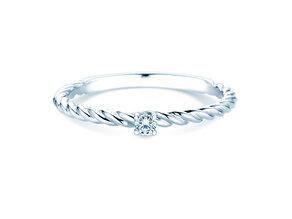 Solitärring Classic Loop in Silber 925/- mit Diamant 0,05ct H/SI