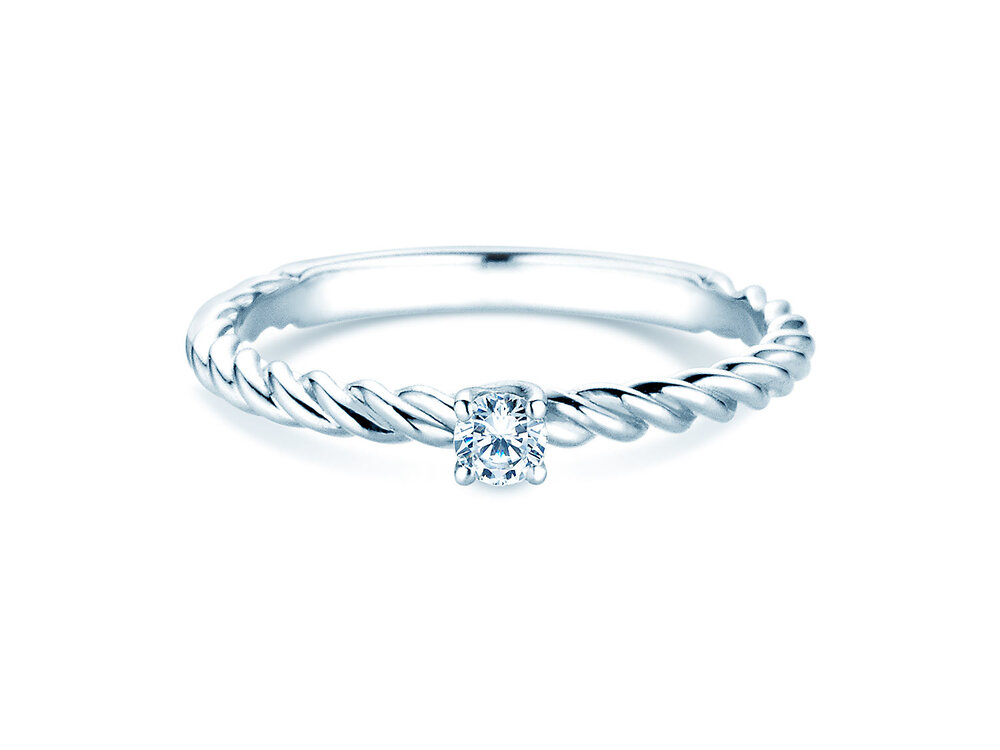 Solitärring Classic Loop in Silber 925/- mit Diamant 0,10ct G/SI