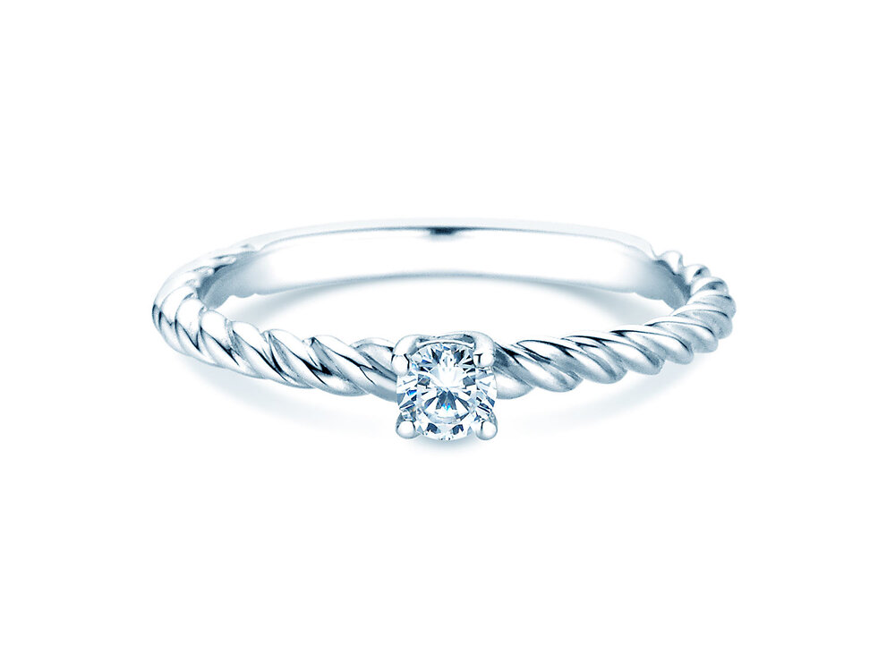 Solitärring Classic Loop in Silber 925/- mit Diamant 0,15ct G/SI