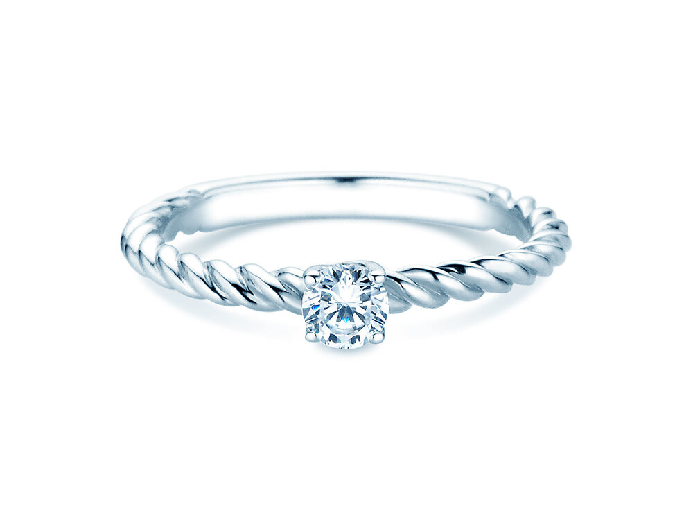 Solitärring Classic Loop in 9K Weißgold mit Diamant 0,20ct G/SI