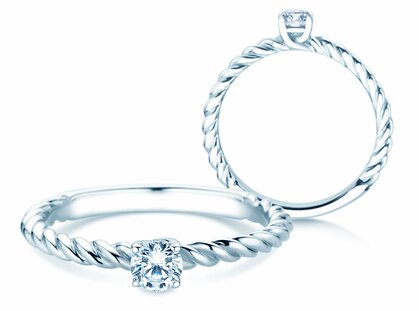 Solitärring Classic Loop in 14K Weißgold mit Diamant 0,25ct