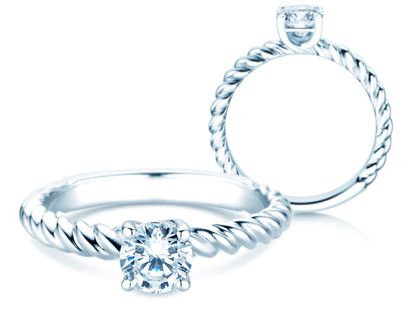 Solitärring Classic Loop in 14K Weißgold mit Diamant 1,00ct
