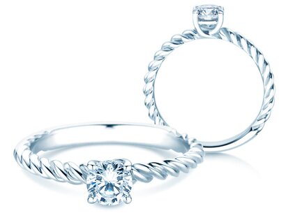 Solitärring Classic Loop in 14K Weißgold mit Diamant 0,50ct