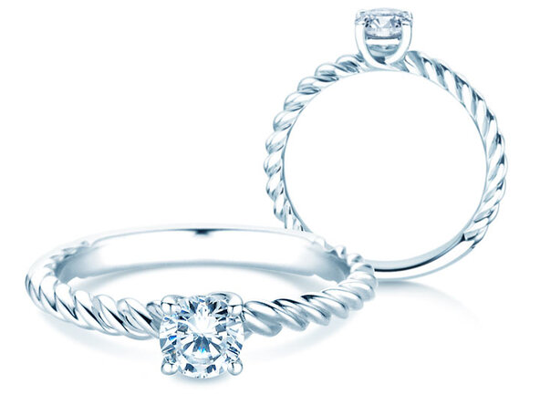 Solitärring Classic Loop in 14K Weißgold mit Diamant 0,50ct