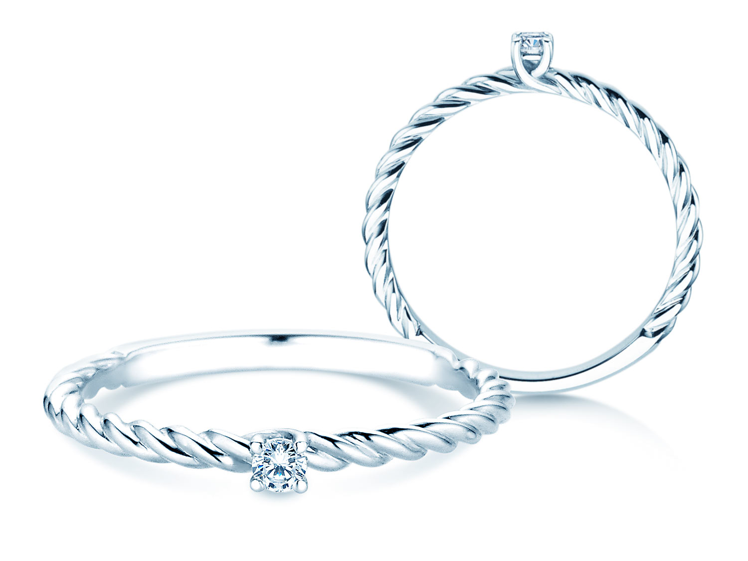 Solitärring Classic Loop in Silber 925/- mit Diamant 0,05ct H/SI