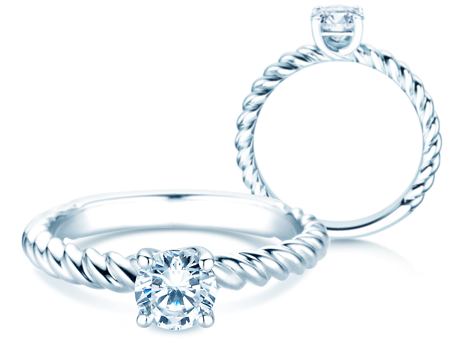 Solitärring Classic Loop in 18K Weißgold mit Diamant 1,00ct D/IF