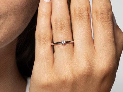 Solitärring Classic Petite in 14K Weißgold mit Diamant 0,07ct G/SI