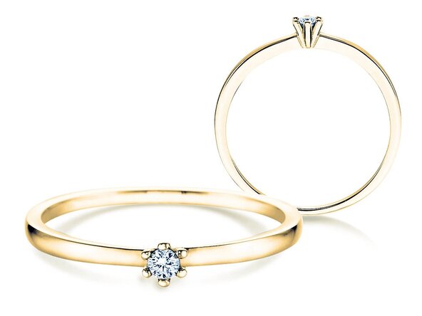 Solitärring Classic Petite in 14K Gelbgold mit Diamant 0,05ct G/SI
