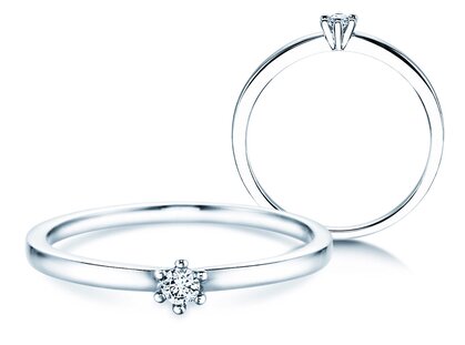Solitärring Classic Petite in 14K Weißgold mit Diamant 0,07ct G/SI