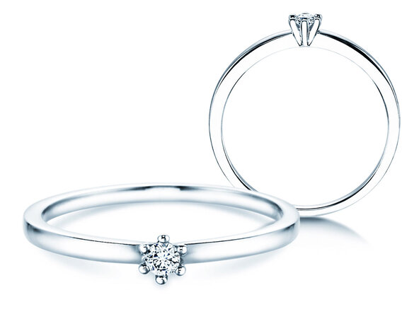 Solitärring Classic Petite in 14K Weißgold mit Diamant 0,07ct G/SI