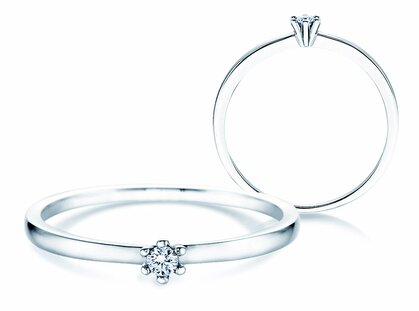 Solitärring Classic Petite in 14K Weißgold mit Diamant 0,05ct G/SI