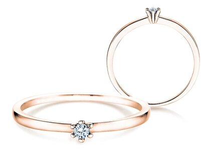 Solitärring Classic Petite in 14K Roségold mit Diamant 0,05ct G/SI