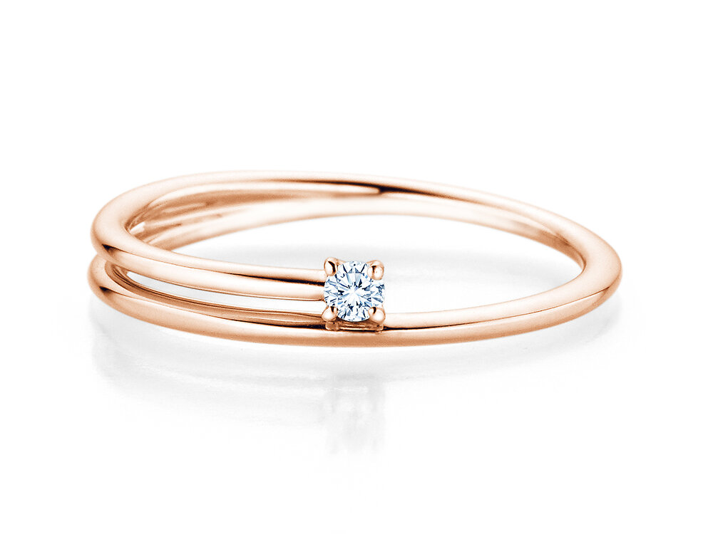 Solitärring Eclipse in 18K Roségold mit Diamant 0,05ct G/SI