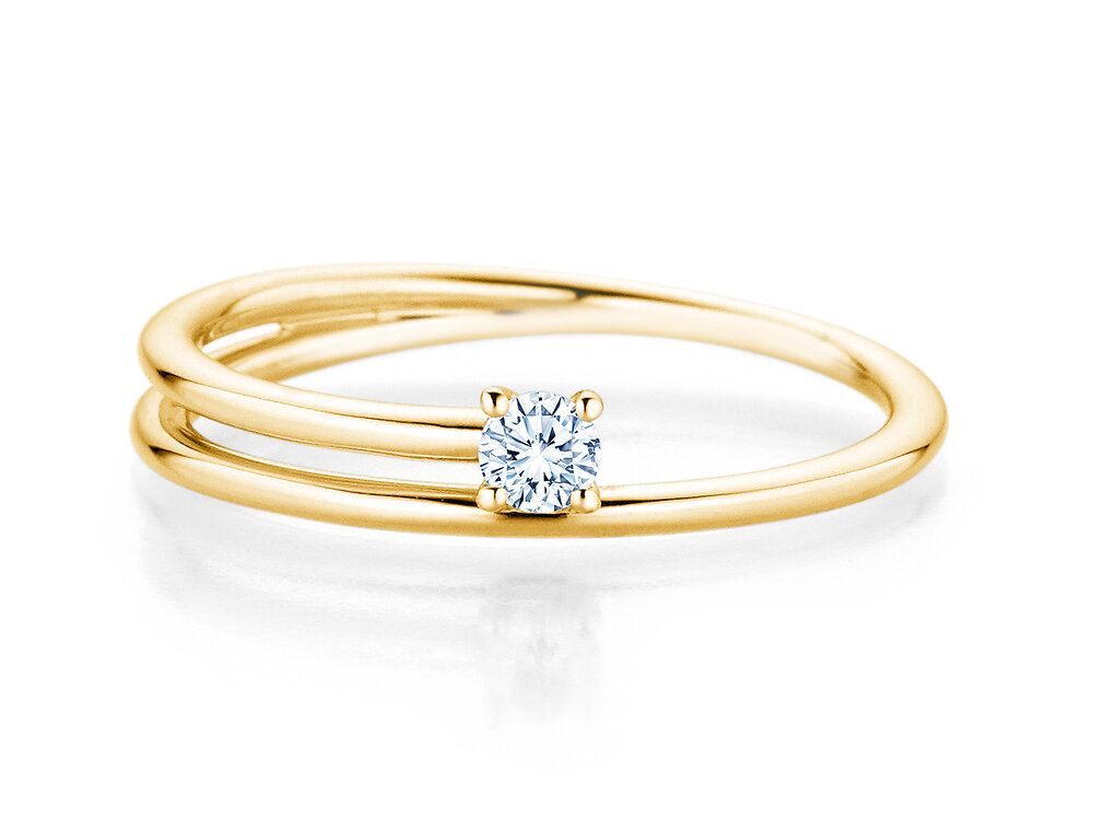 Solitärring Eclipse in 14K Gelbgold mit Diamant 0,10ct G/SI