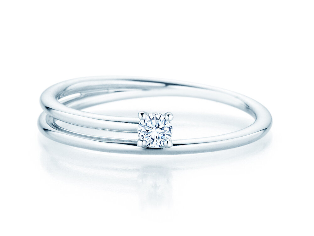 Solitärring Eclipse in 18K Weißgold mit Diamant 0,10ct G/SI
