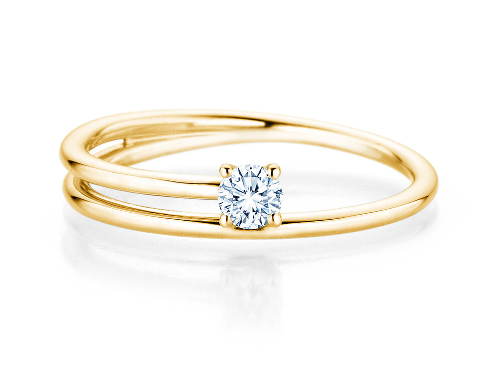 Solitärring Eclipse in 14K Gelbgold mit Diamant 0,15ct G/SI