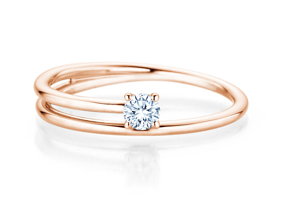 Solitärring Eclipse in 9K Roségold mit Diamant 0,15ct G/SI