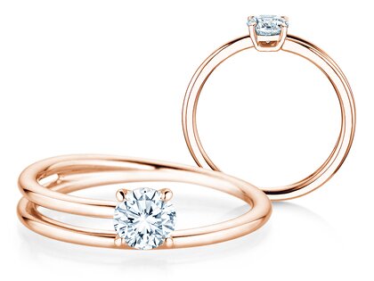 Solitärring Eclipse in 9K Roségold mit Diamant 0,50ct