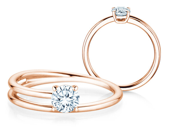 Solitärring Eclipse in 9K Roségold mit Diamant 0,50ct