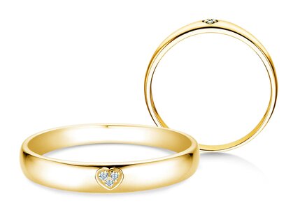 Solitärring Heart Petite in 14K Gelbgold mit Diamanten 0,02ct G/SI